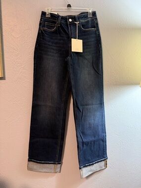 Dark Wash Straight Leg Jeans - Indigo Blue